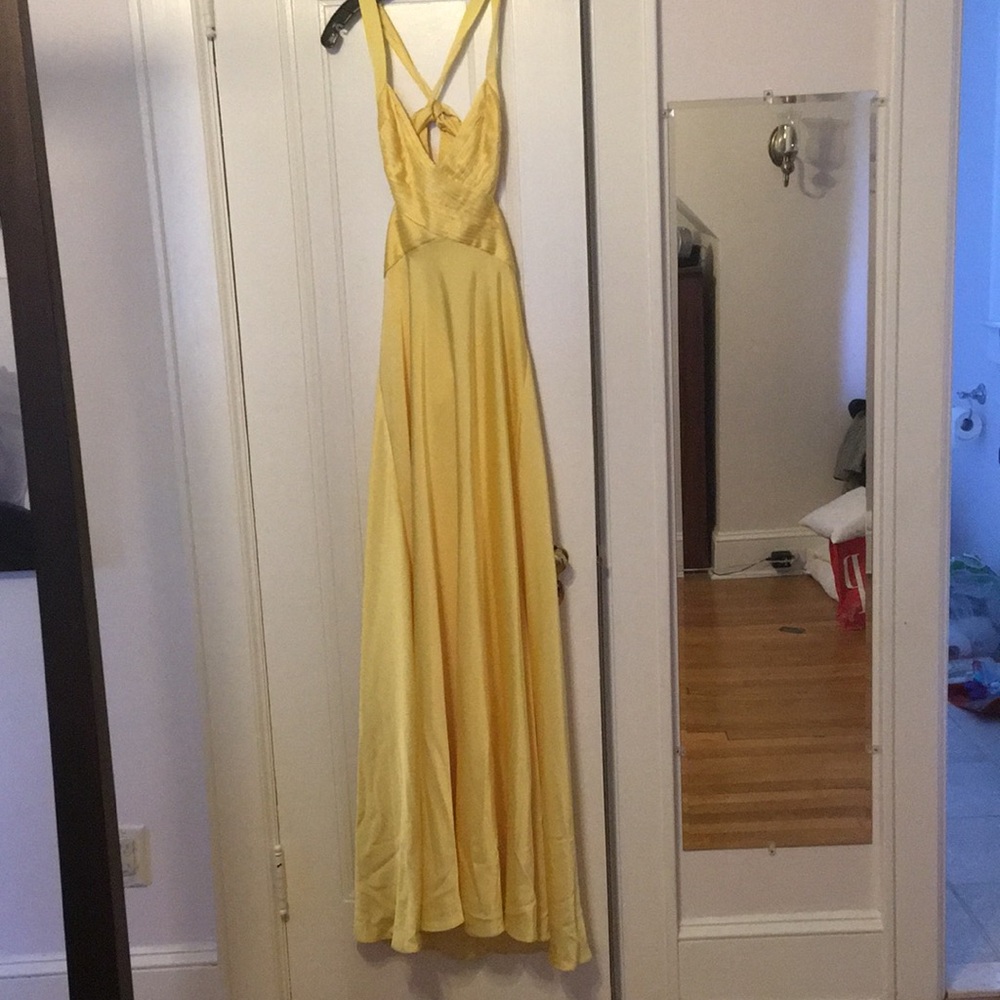 BCBGMAXAZRIA floor length, side cut out, gown